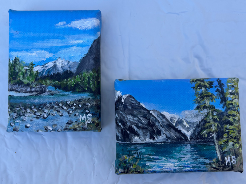 Two small rectangular paintings by a traveling artist